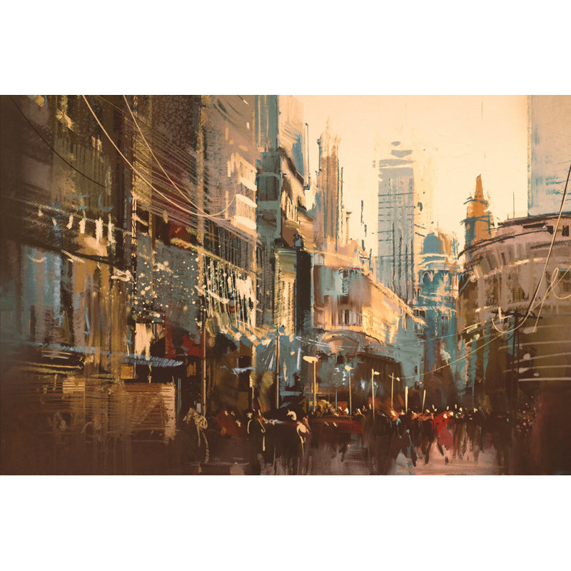 Vacla, peinture de la ville sur toile, H 20 po x l 30 po