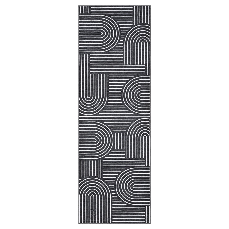 Modern Abstract Runner 2.5x10 Hallway Runner Rug Non Slip Machine Washable Foldable Carpet Stripe Accent Mat for Stairs Entryway Blue