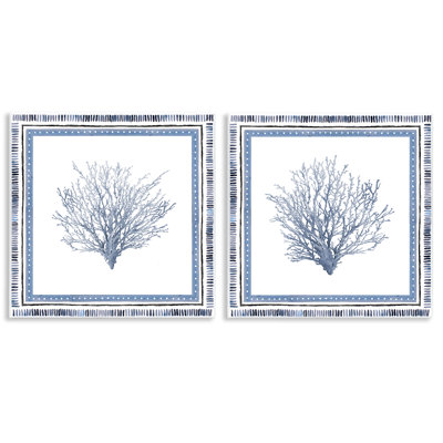 Maritime Coral Tendrils 2pc Wall Plaque Set, design by Lanie Loreth