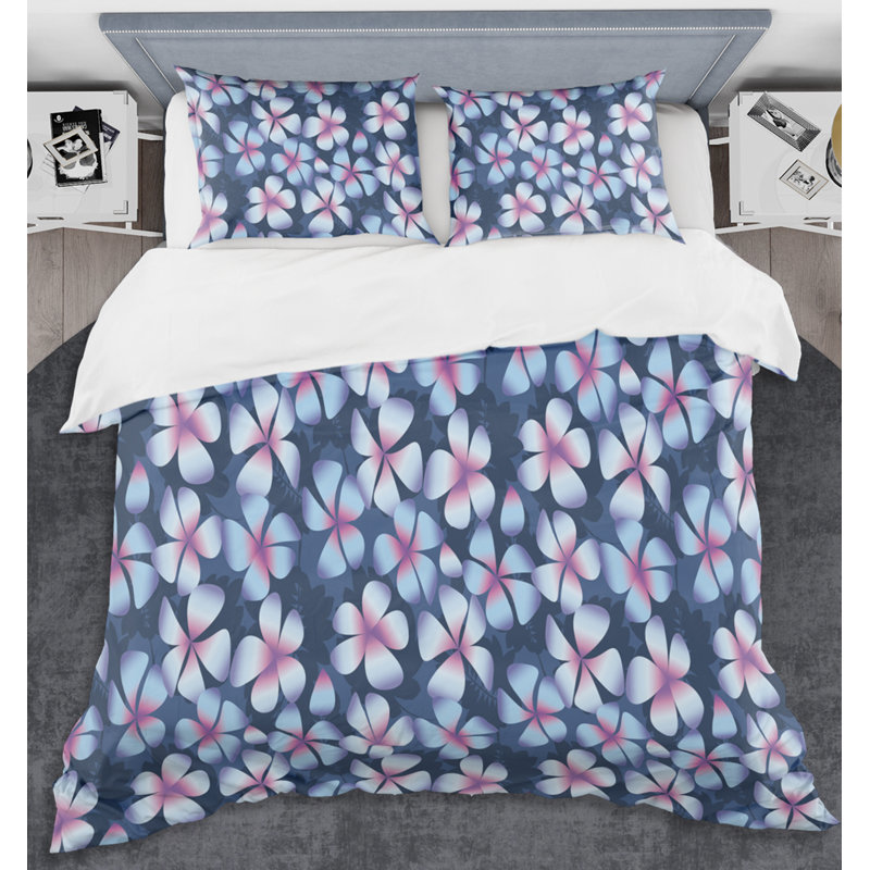 Eclectic Polyester Twill Floral Duvet Cover, King Duvet Cover + 2 Shams