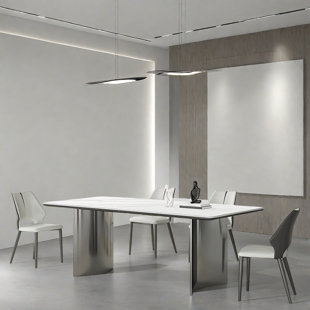 Modern simple rectangle rock slab dining table set