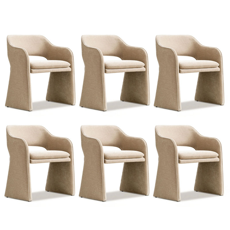 19" Upholstered Chenille Dining Armchair, Oatmeal