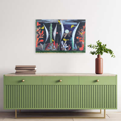 «Landscape with Yellow Birds», reproduction d'art géométrique classique au printemps