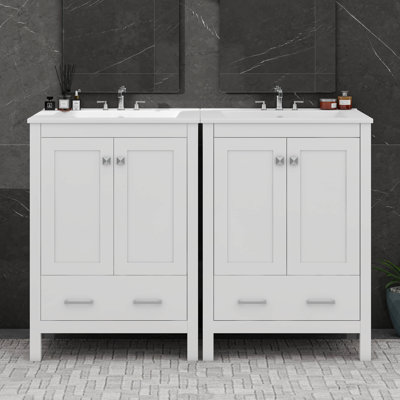 Meuble-lavabo 48 po avec tiroir divisé et tablette de porte double couche