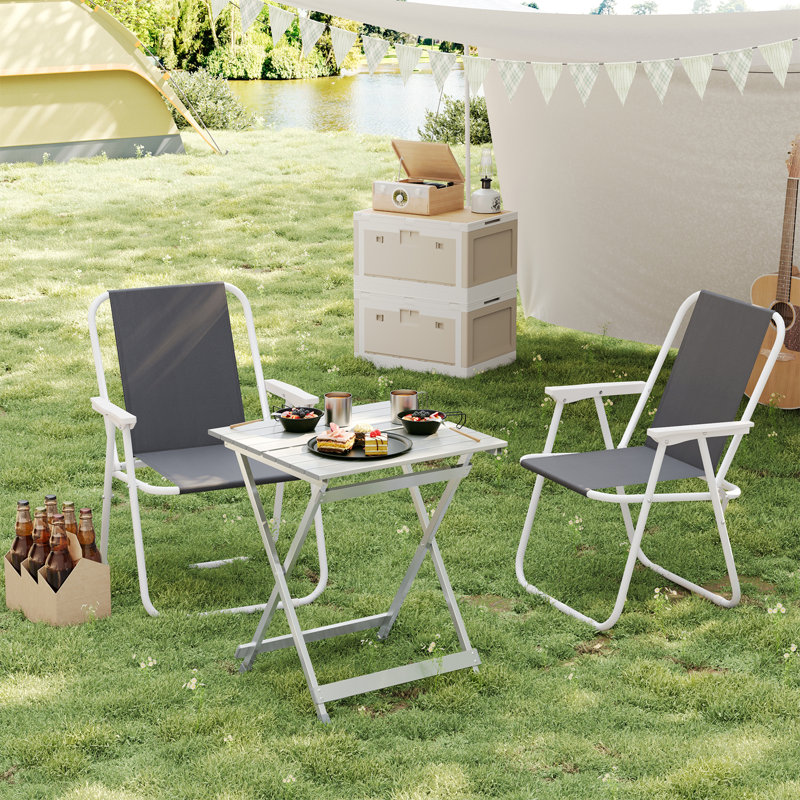 Washingtonville Rectangular Metal Folding Outdoor Camping Table , 50.5cm cm W 47cm cm D, Grey