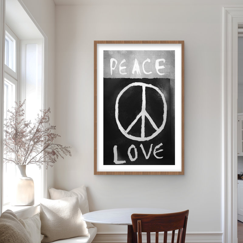 Peace Peace - monochrome - impression encadrée de bureau encadrée