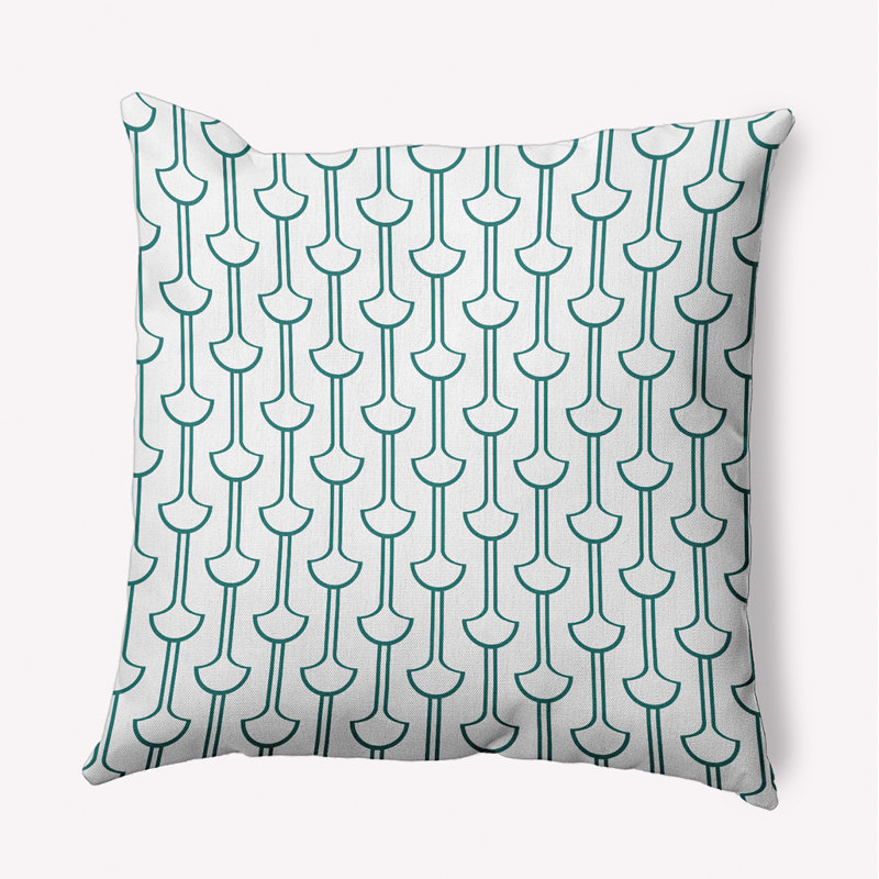 Coussin Modern Ginko, H 16 po x l 16 po, Carré, Bleu sarcelle