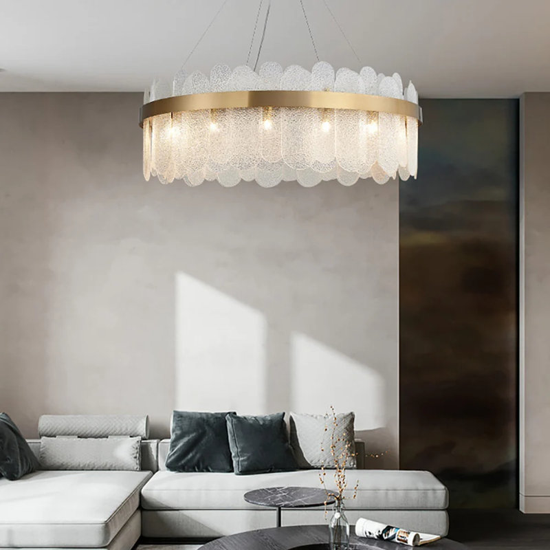 Aarzish Chandelier Modern Round Clear Glass Chandelier, 6,  27cm H x 40cm W x 40cm D