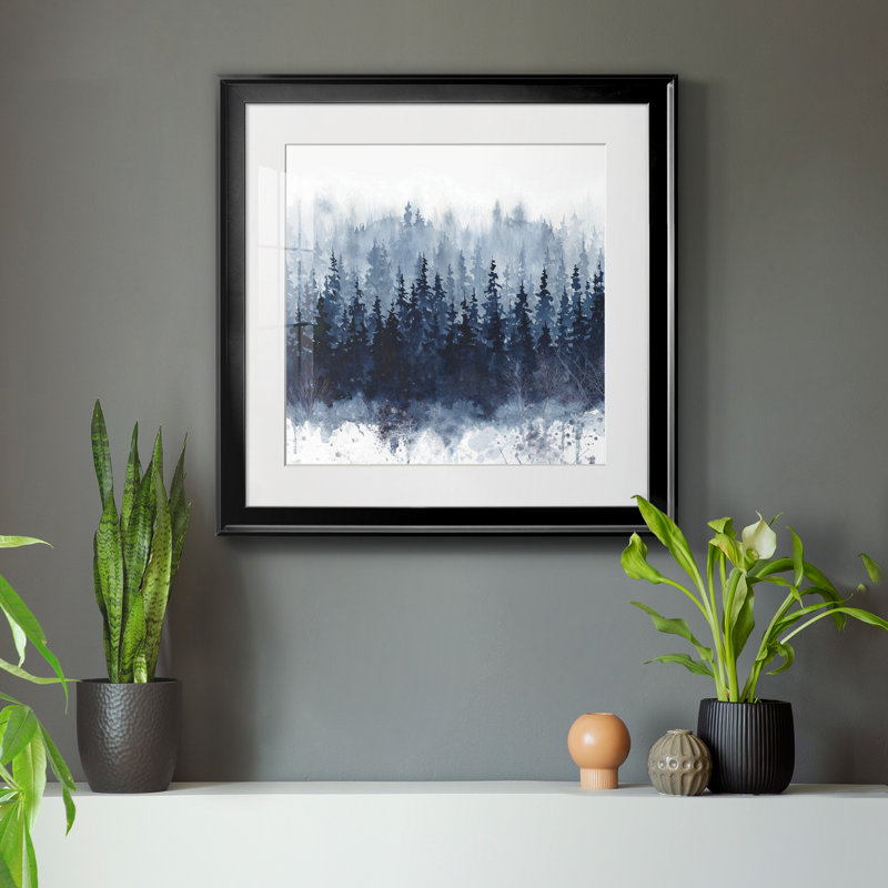 Indigo Forest - Reproduction d'art sur toile encadrée, H 30,5 po x l 30,5 po x P 1,5 po, Papier encadré noir