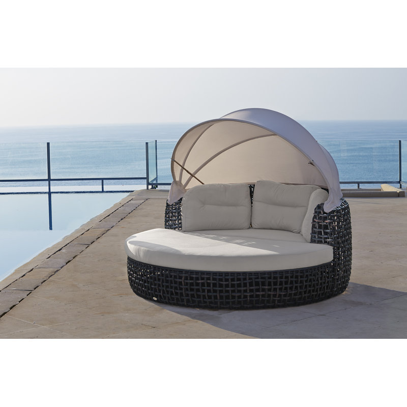 Dynasty Outdoor - Seat Patio Daybed, Canvas Navy Sunbrella® Canvas, Black Mushroom