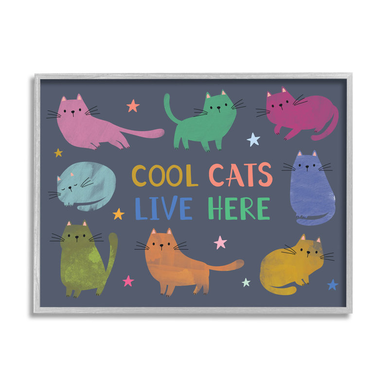 «Cool Cats Live Here», estampe numérique par Lisa Perry White, H 11 po x l 14 po x P 1,5 po, Estampe numérique Farmhouse