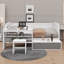 Lit de jour simple fonctionnel en bois avec tablettes de rangement intégrées et bureau-1396014412