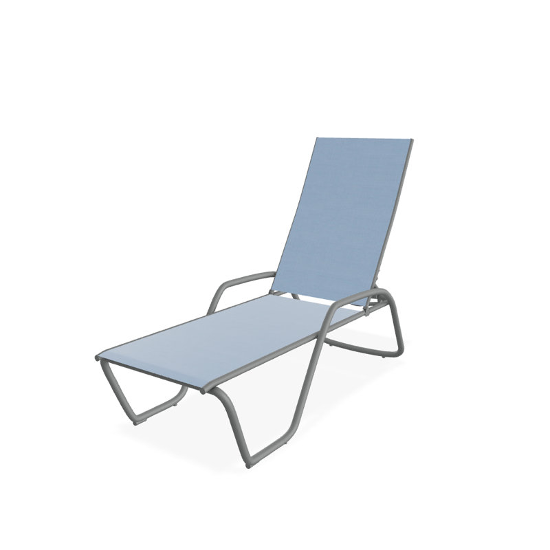 Outdoor Rust-Resistant Metal Chaise Lounge, Textured Graphite, Sky 42D