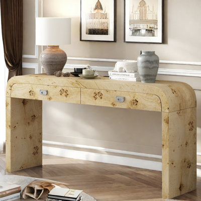 Farana Elegant Console Table With Unique Wood Grain And 2 Drawers