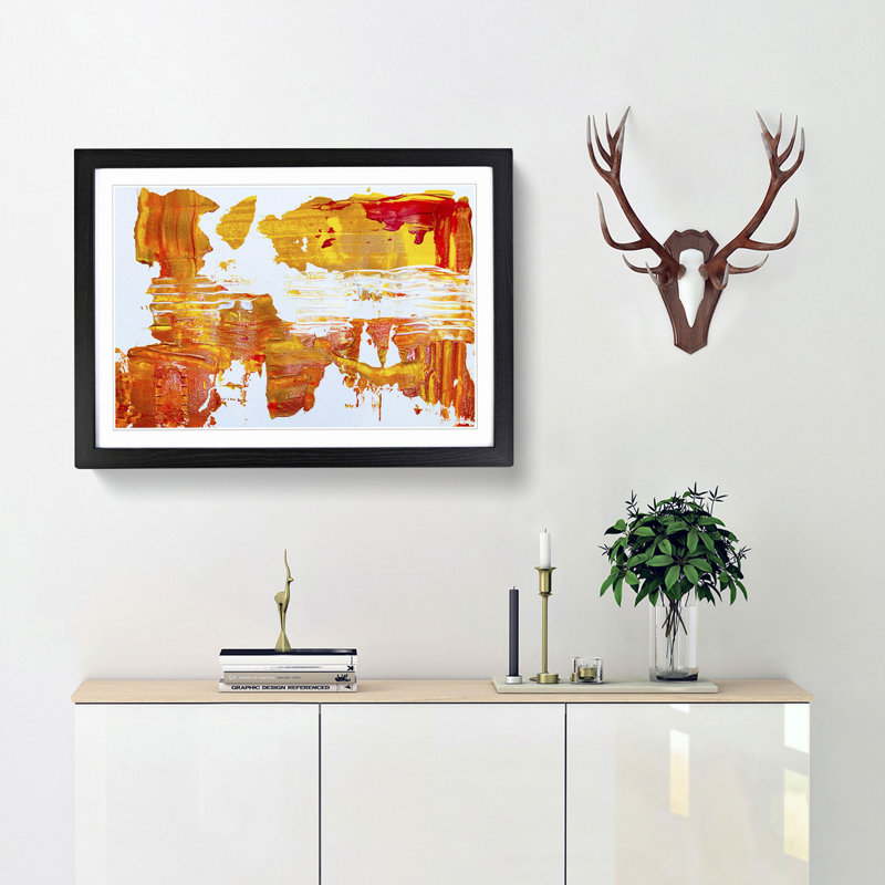 Abstract Art Painting Vol.87 by S.Johnson - Picture Frame Painting Print, 62cm H x 87cm W x 2cm D, Black Framed
