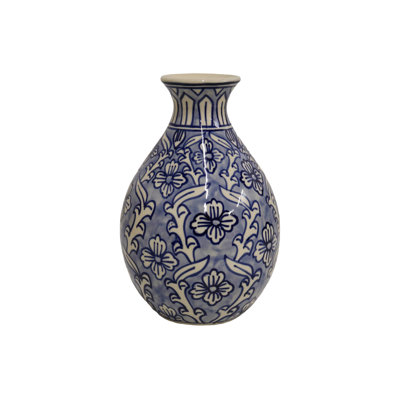 Home&Manor Ceramic Bottle Vase Light Blue