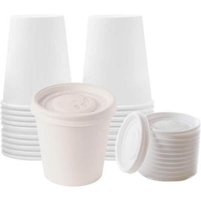 Tasses à café en papier jetables 4 oz avec couvercles blancs EcoQuality