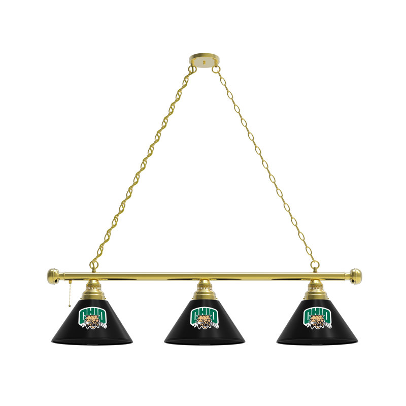 3 - Light Pool Table Lights Pendant, Brass, Ohio Bobcats