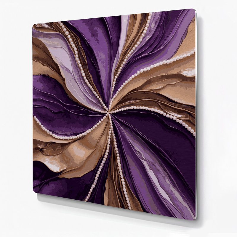 Aquarelle abstraite 98, art mural en métal mauve, H 16 po x l 16 po