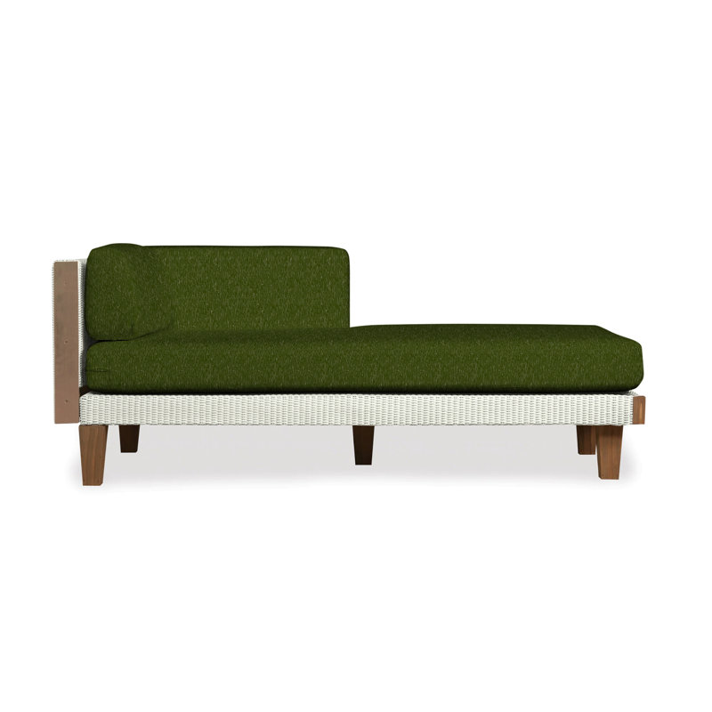 Catalina Outdoor Teak Chaise Lounge, Sailcloth Seagull, Ivory