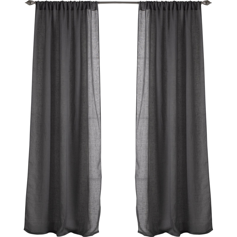 Linen Sheer Curtain Single Panel, 54" W x 96" L, Slate Grey