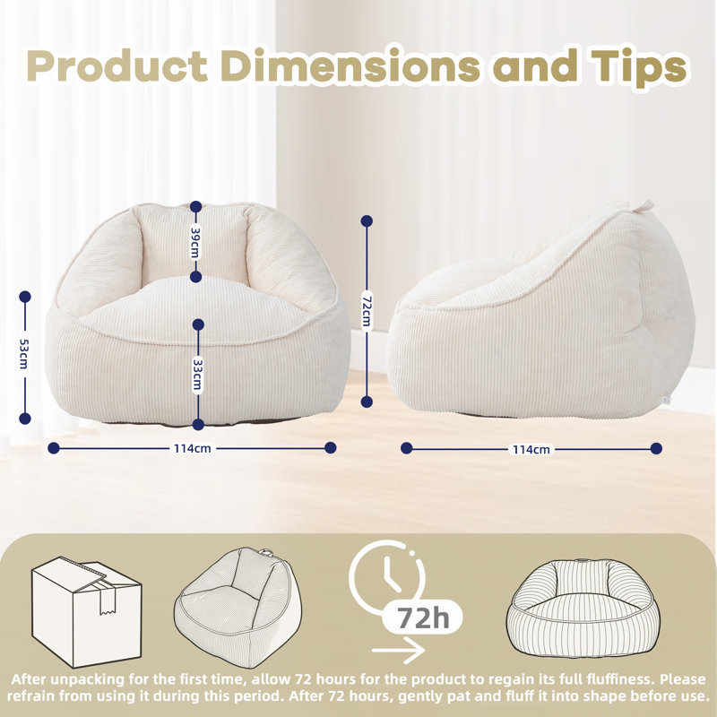 Beanbag Sofa, Pear-Shaped, Beige