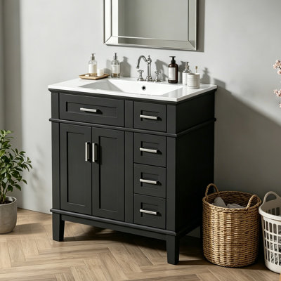 Meuble-lavabo moderne 30 po avec lavabo en céramique