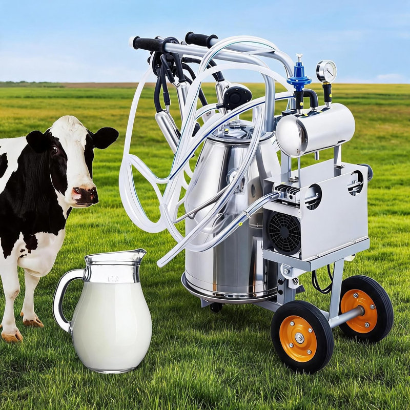 Machine à traire électrique pour vaches laitières - Seau portable en acier inoxydable de 25 L, pulsation automatique, pression réglable