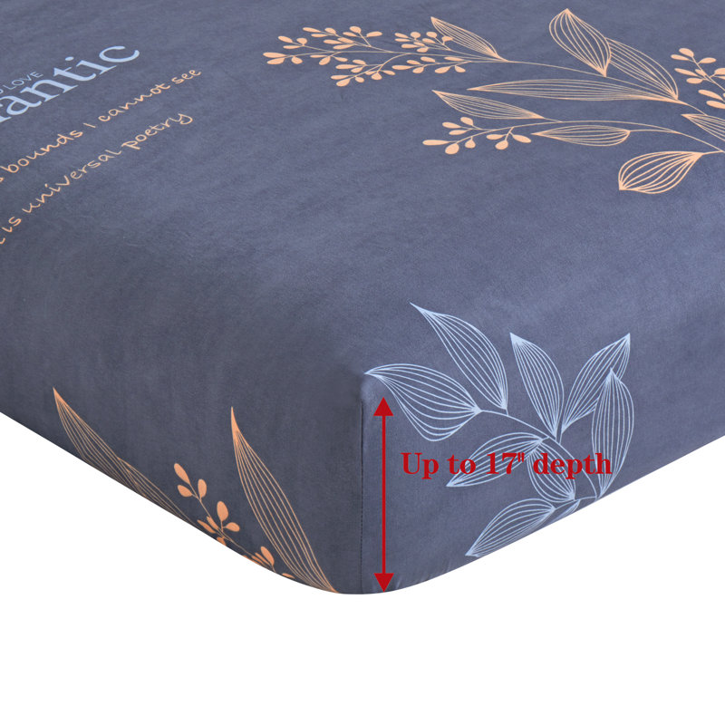 Twin Blue Floral Deep Pocket Bamboo Polyester Sheet Set