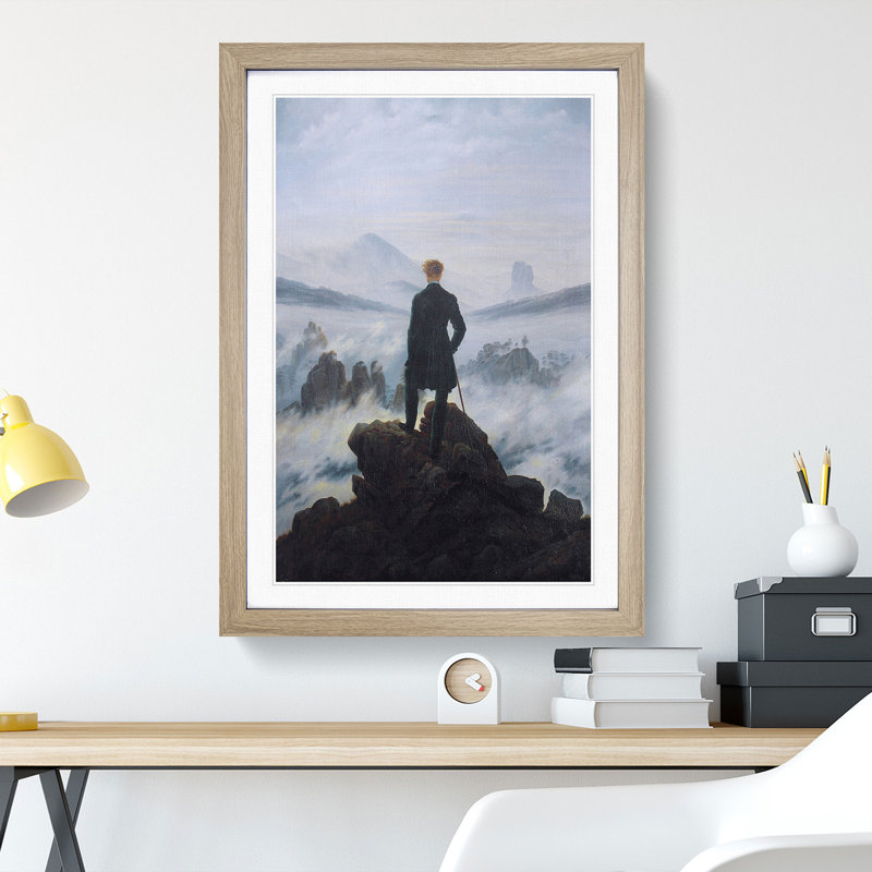 Wanderer Above the Sea of Fog Vol.2 by Caspar David Friedrich - Picture Frame Painting, 36cm H x 27cm W x 2cm D, Oak