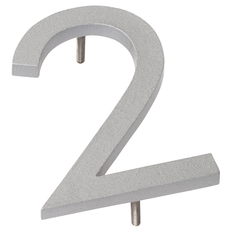 4 in. Flat Floating Mount House Number, Silver, 2