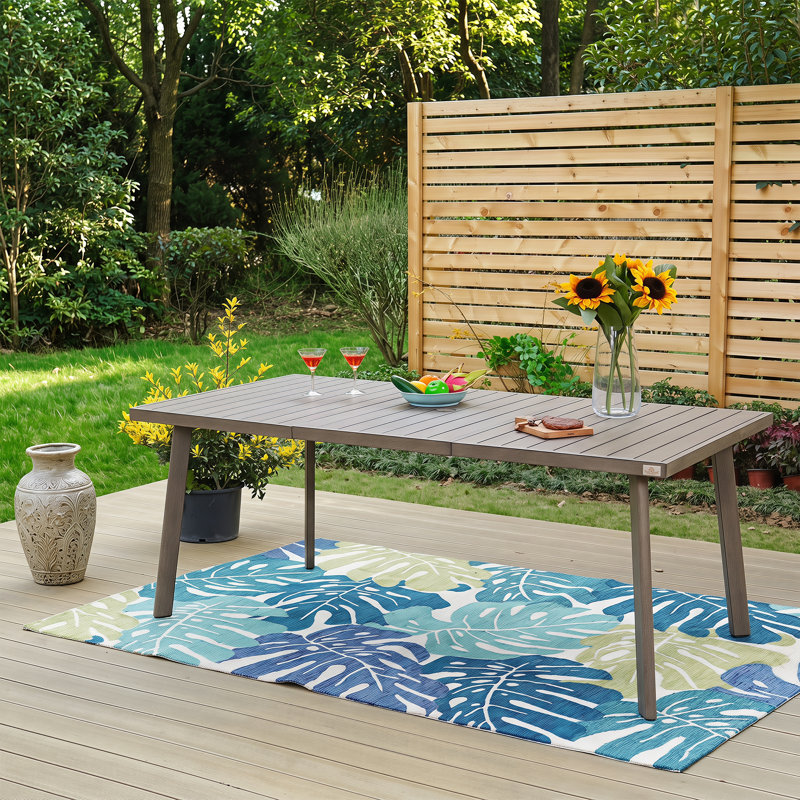Table de salle à manger de patio rectangulaire en aluminium 81,75 po x 38,5 po avec trou pour parasol
