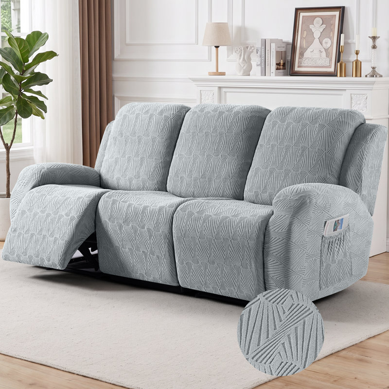 Housse pour canapé en jacquard doux à 1, 2 ou 3 sièges avec housse de canapé extensible, protecteur de meuble lavable à la machine avec poches latérales