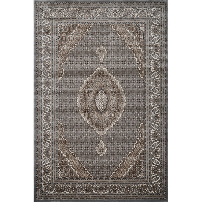 Sutphin Collection Border Transitional Area Rug, Gray, Runner 2' x 8'