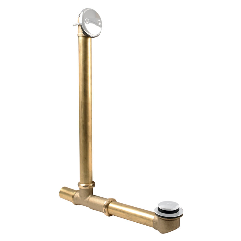 Above Floor Tip-Toe Bathtub Leg Drain Assembly with 2-Hole Overflow, Powder Coat White