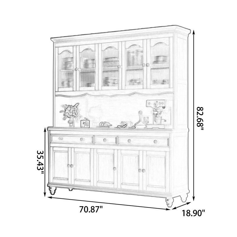 Nut-brown Solid Wood Sideboard
