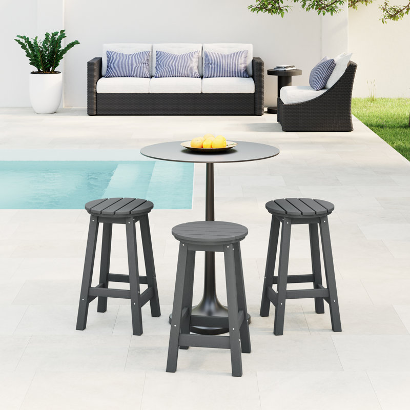 Tabouret de comptoir rond 24 po Laguna (ensemble de 3), Gris