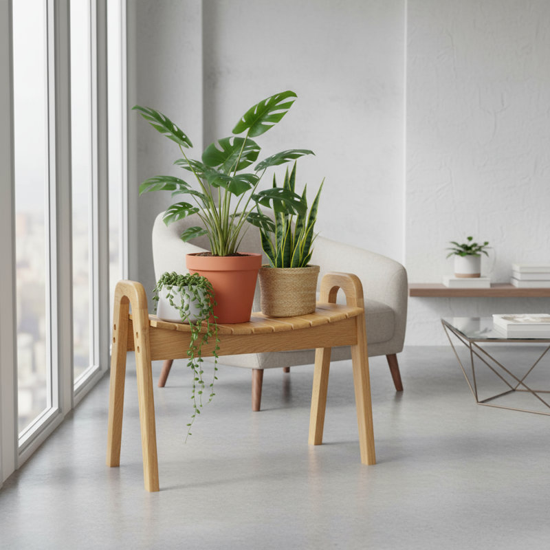 Tabouret courbé en bois de chêne StoneCreek, Chêne naturel