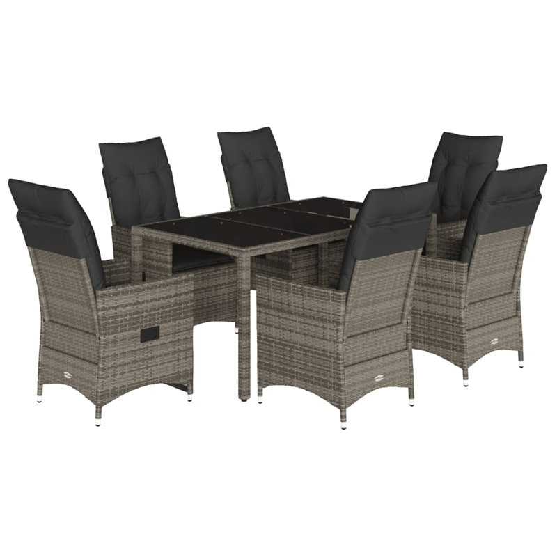  Garden Dining Set Grey, Dark Grey, 6, Gray