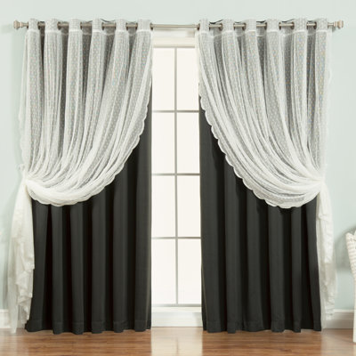 Damyiah Polyester Blackout Curtain Panel (1 Sheer and 1 Blackout Panel)