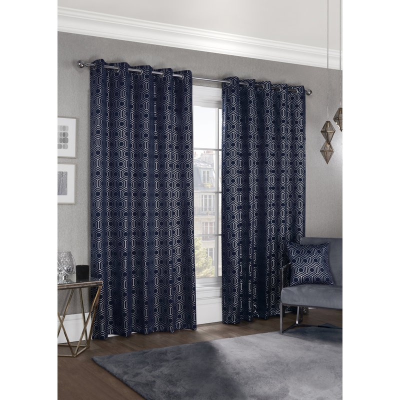 Hartford Room Darkening Sliding Panel Pair, Width 168 x Drop 183cm, Navy