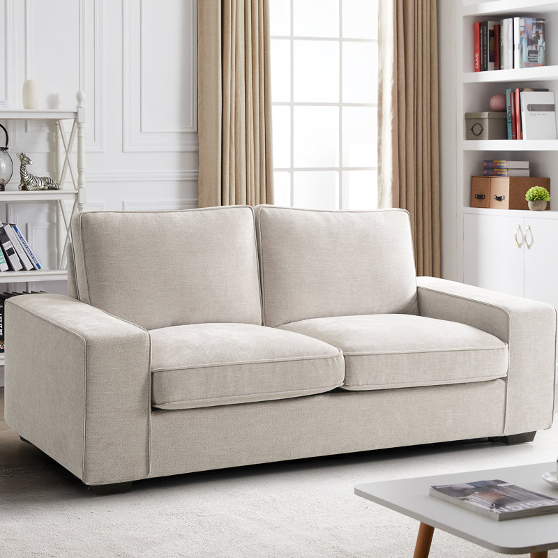 Nickelle 2 Seater Upholstered Loveseat Sofa, Beige