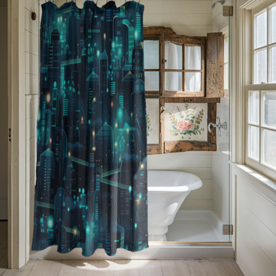 Rideau de douche Glowing Skyline - Premium