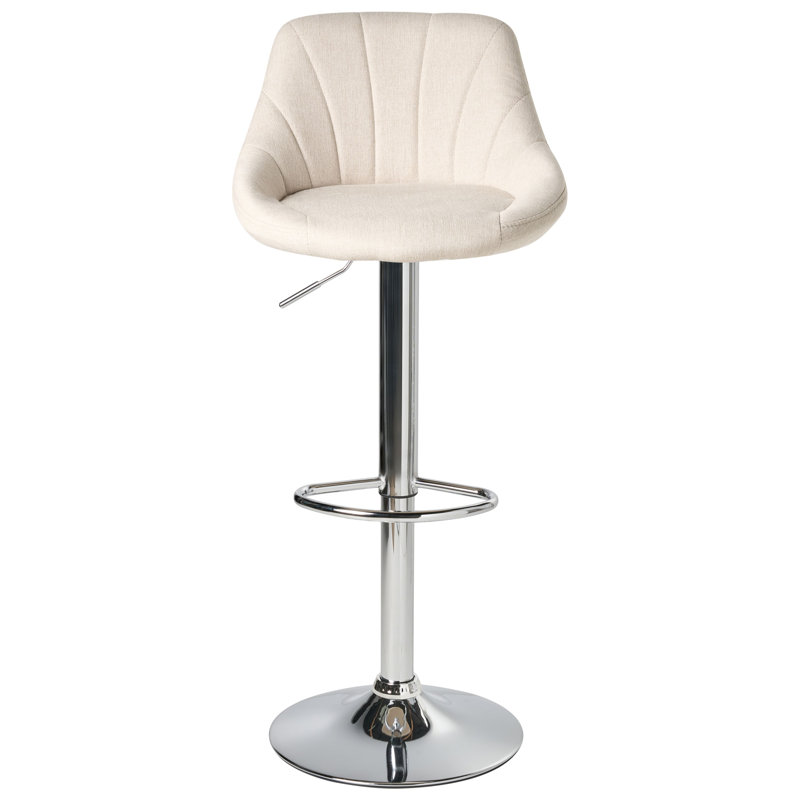 Swivel Upholstered Adjustable Height Bar Stool, Beige