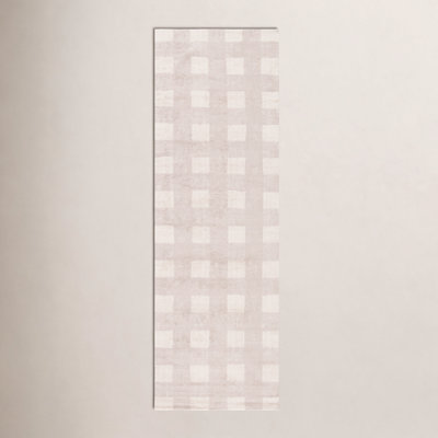 Barclay Beige Washable Hand-Woven Plaid Rug