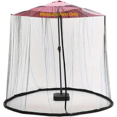 Moustiquaire de parasol de patio de 6 pi avec porte à fermeture à glissière, filet extérieur en filet de polyester pour patio, jardin, camping - coupe-vent et portable