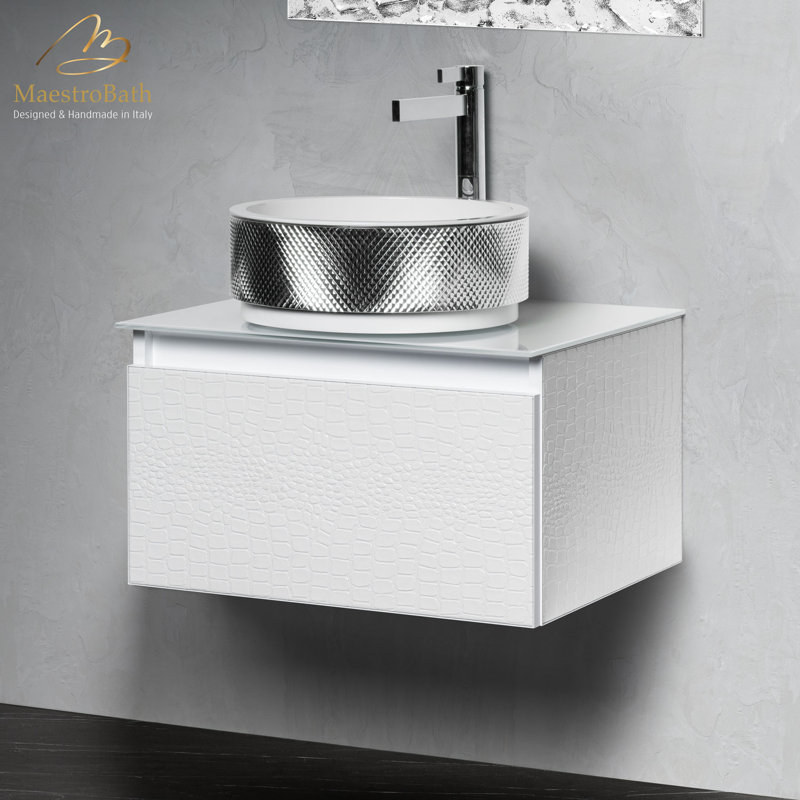 Single Bathroom Vanity With Top, White, White