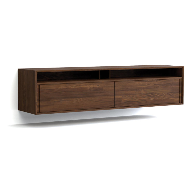 Wall Mounted Media Console, 18.75"H x 66.13"L x 19"W, Natural Walnut