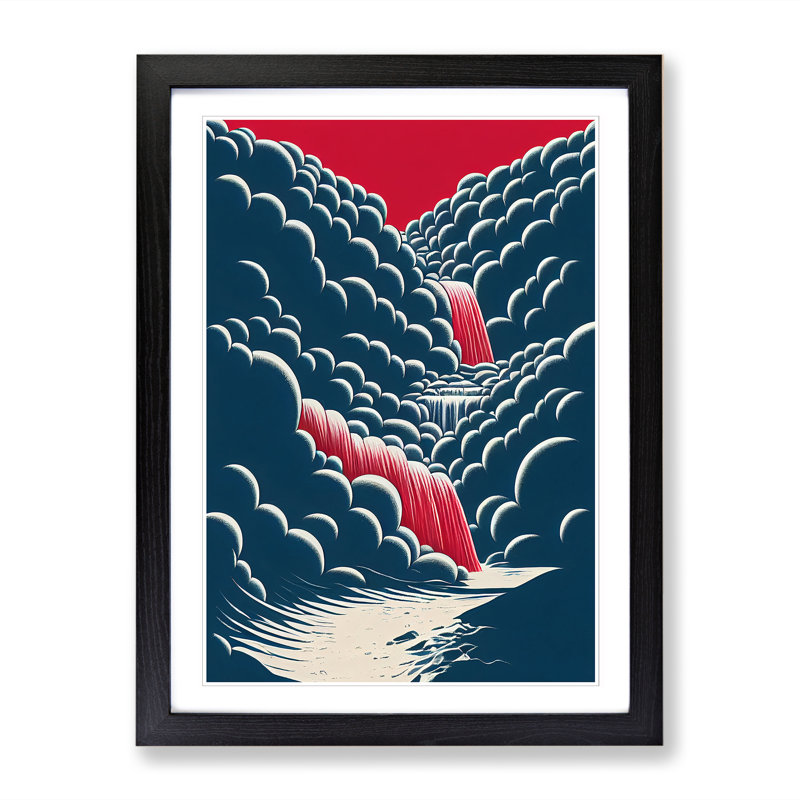 Pop Art Waterfall - Picture Frame Print, 34cm H x 25cm W x 2cm D, Black