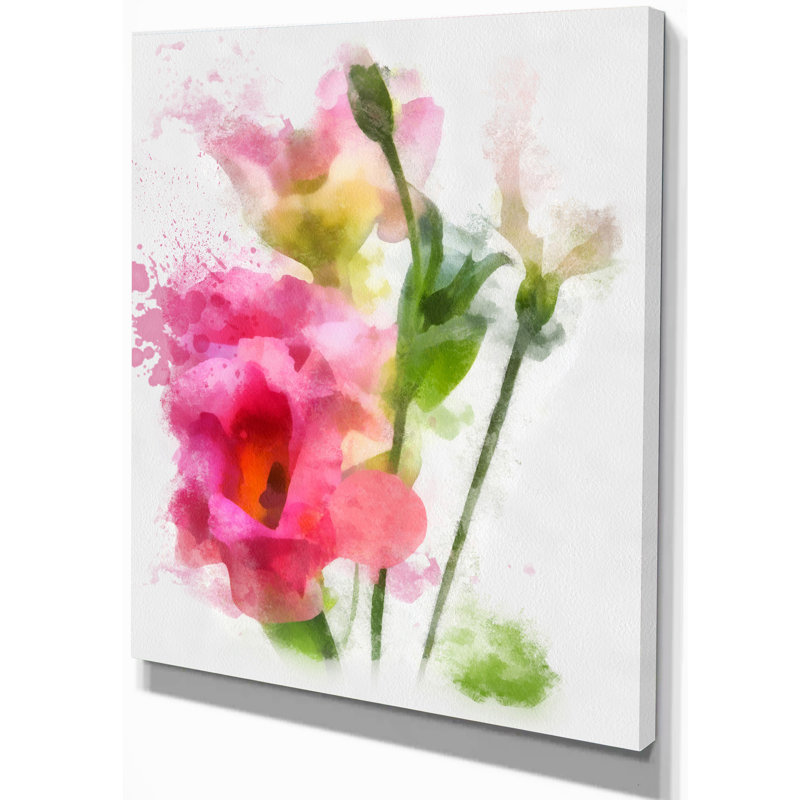 Reproduction d’art sur toile tendue, "rose à motif peint à la main", H 20 po x l 12 po x P 1po